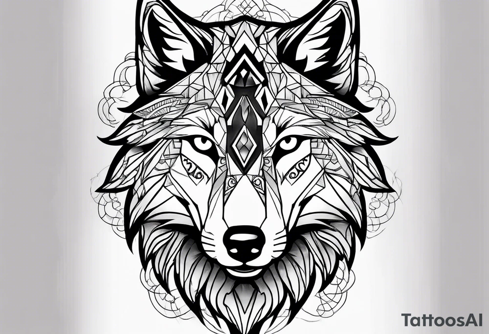 A wolf face tattoo idea