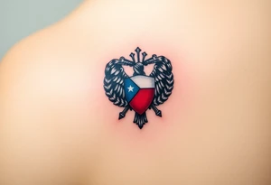 A Czech paratrooper badge with realistic shading, honoring military history with silver, red, and blue tones tattoo idea