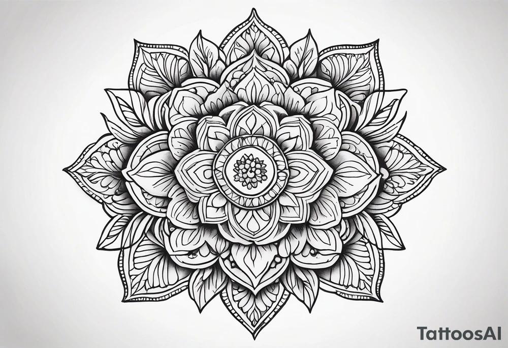colorful mandala, boho, feminine, for upper back, leaves, flowers tattoo idea