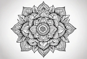 colorful mandala, boho, feminine, for upper back, leaves, flowers tattoo idea
