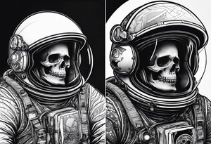 astronaut with a skelletal face tattoo idea