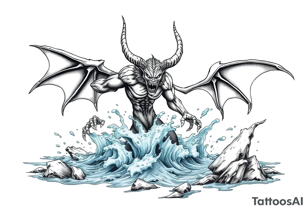 water-demon rise up out of the river. tattoo idea
