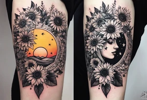 I’m a capicorn I love sunflowers, stars and set sunsets I also think a cassopiea consultation  is tired to me name starts with a W I have 3 kids 1 boy and 2 girls fore arm tattoo idea
