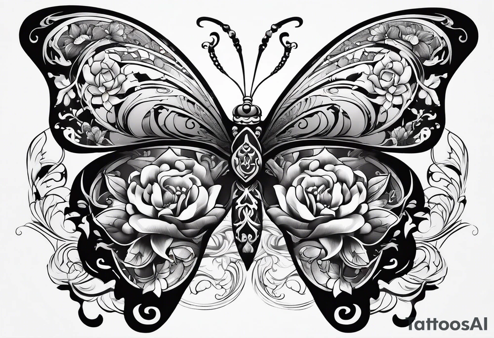 Butterfly and bull tattoo idea