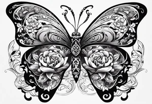 Butterfly and bull tattoo idea