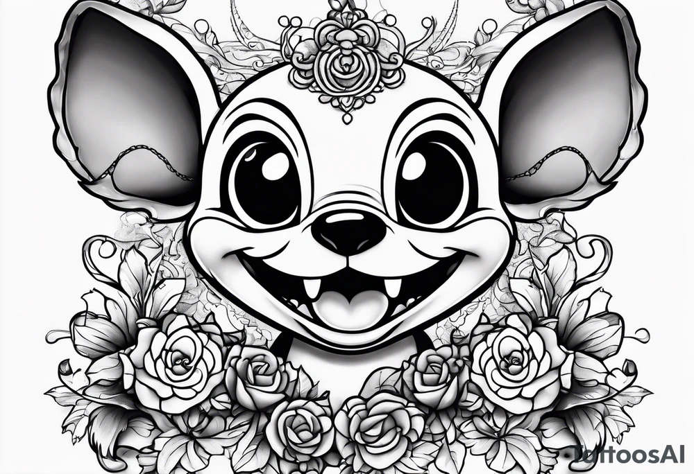 Stitch from Disney falling in love tattoo idea