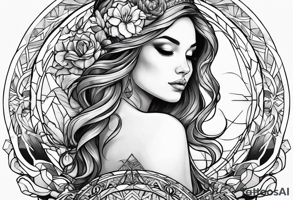 Resurrection Beautiful woman rising from her dead self to inner peace and self-love tattoo idea