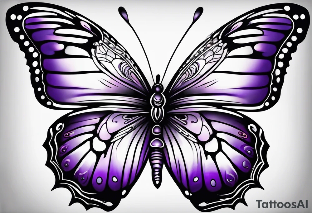 Purple butterfly flying tattoo idea