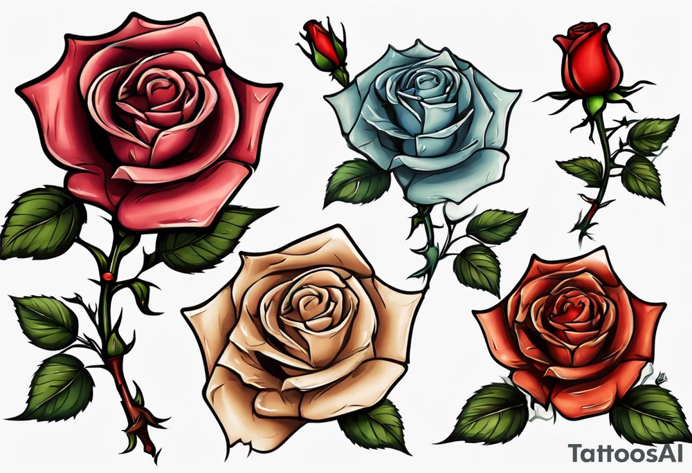 Single Rose with stem tattoo idea