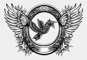horseshoe with stars and wings open tattoo idea