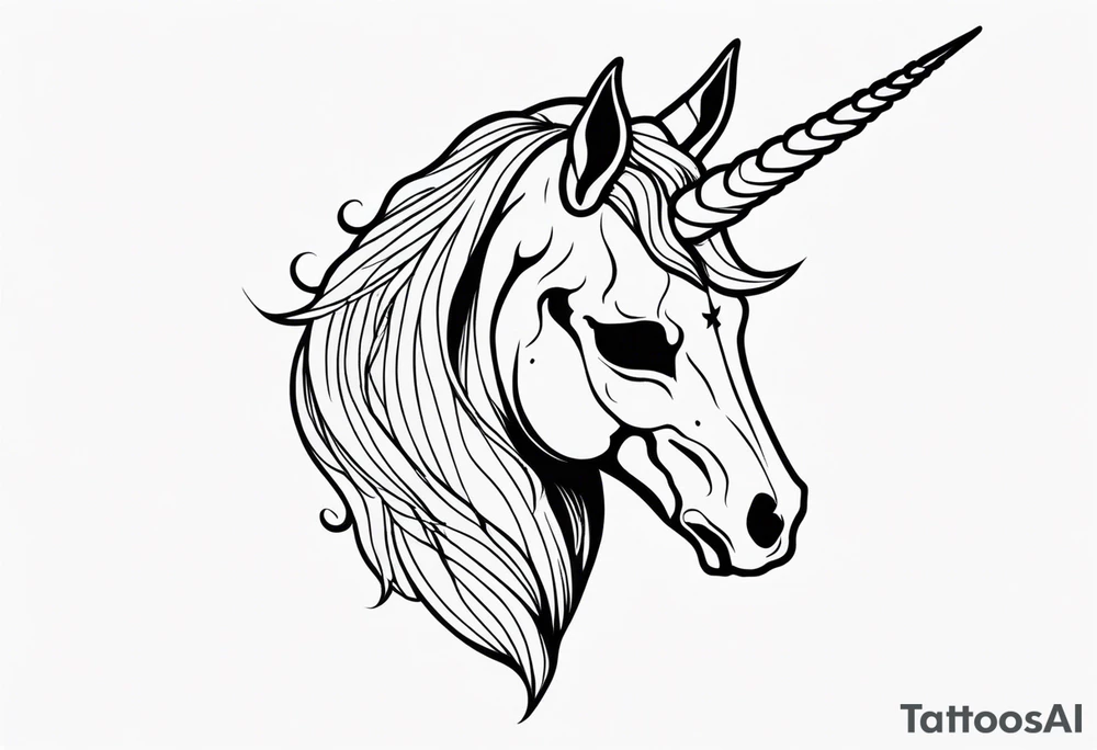 Unicorn skull with horns tattoo idea