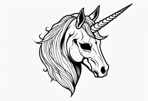 Unicorn skull with horns tattoo idea