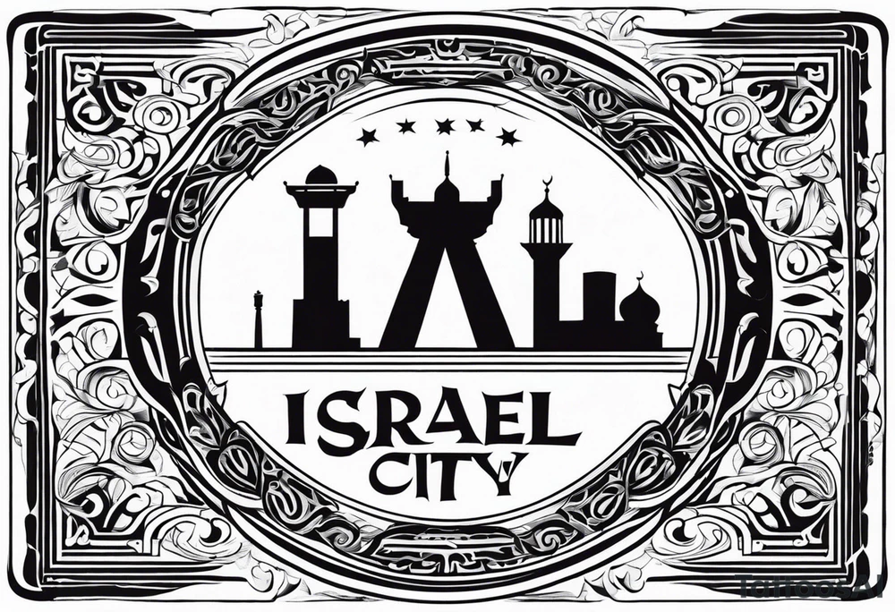 israel city vector gate 
swirl  vignette tattoo idea