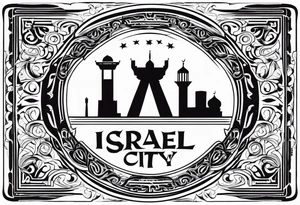israel city vector gate 
swirl  vignette tattoo idea