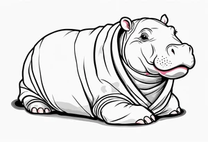 Baby hippo wrapped in a baby swaddle tattoo idea