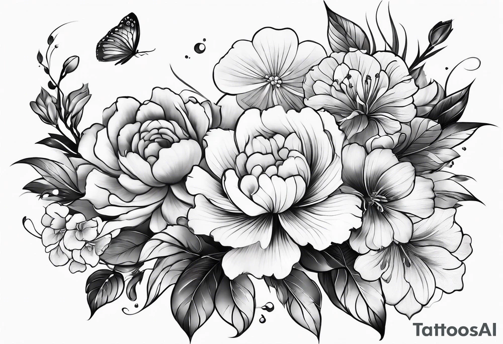 Japanese sleeve with flowers tattoo idea