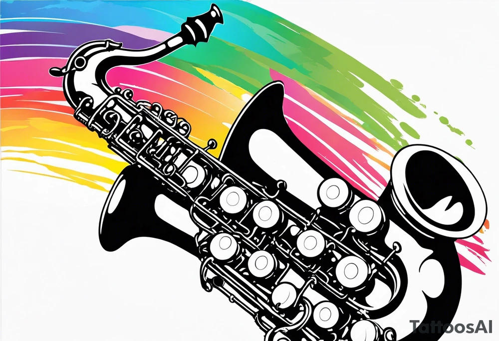 Saxophone, butterfly, rainbow, sonic tattoo idea