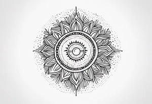 scandi looking sunshine made of dots tattoo idea