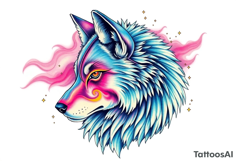 Aurora wolf tattoo idea