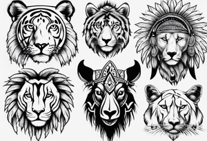 indian theme animals realism tattoo idea
