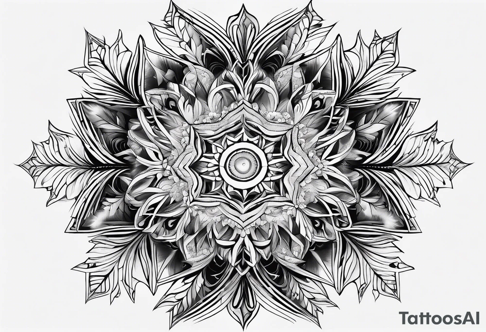 Branched crystaline fractal snowflake tattoo idea