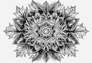 Branched crystaline fractal snowflake tattoo idea