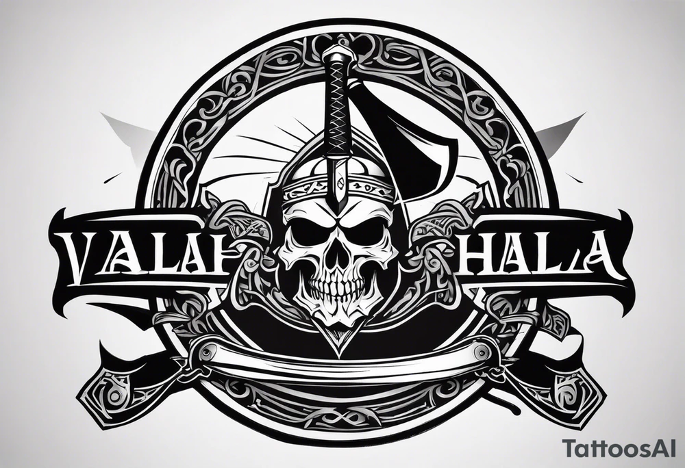 Valhalla shield sword axe tattoo idea