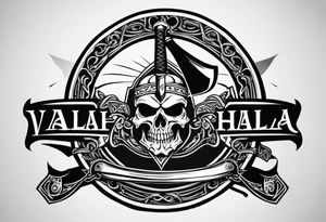 Valhalla shield sword axe tattoo idea
