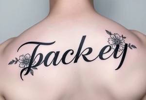 The name packey in cursive with floral tattoo idea