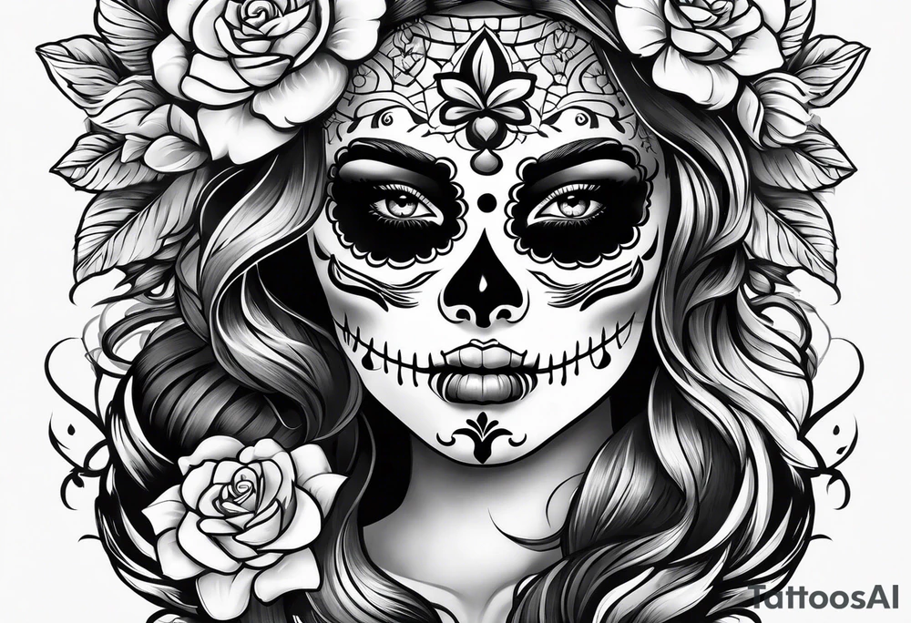 Sugar skull senorita tattoo idea