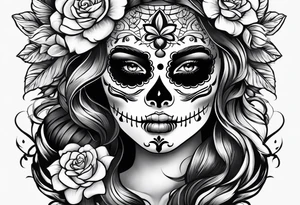 Sugar skull senorita tattoo idea