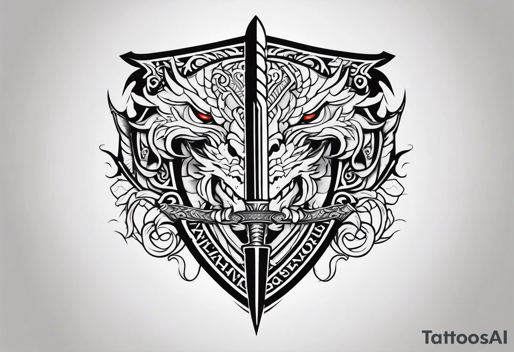 Valhalla sword shield dragon tattoo idea