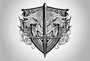 Valhalla sword shield dragon tattoo idea