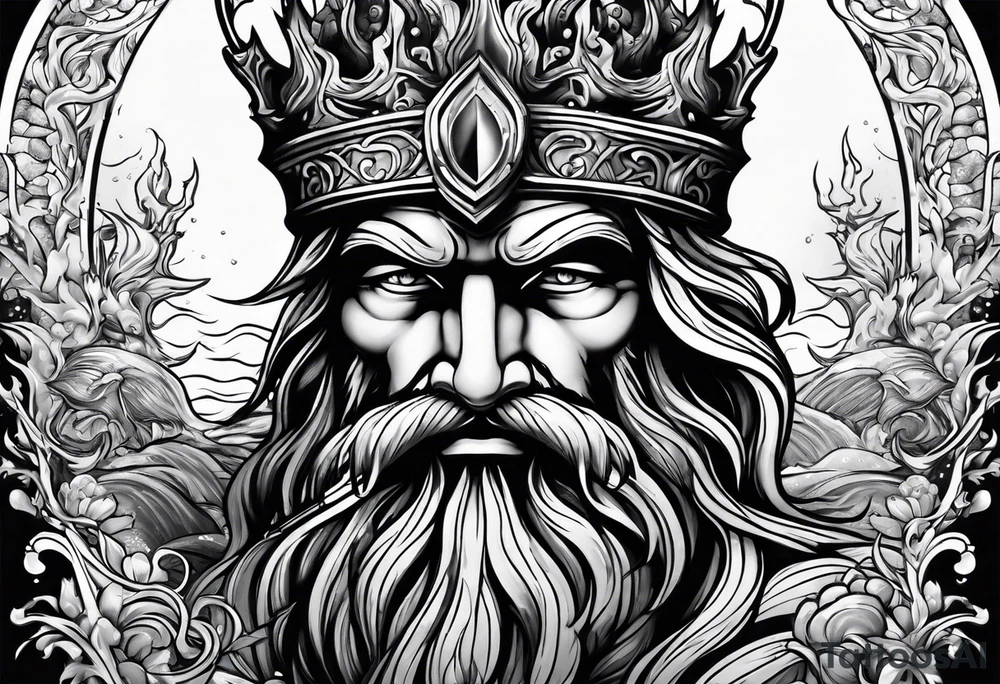 mystical Poseidon trident underwater tattoo idea mystical Poseidon trident underwater tattoo idea