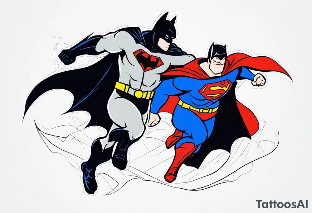 batman fighting superman tattoo idea