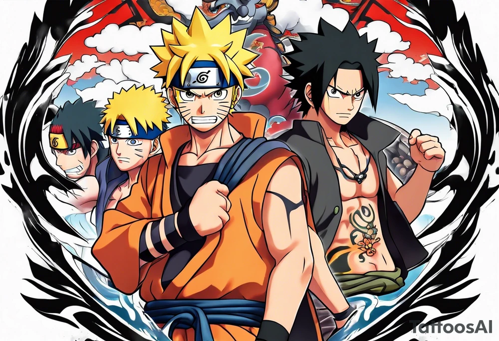 one piece naruto tattoo idea