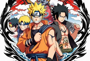 one piece naruto tattoo idea