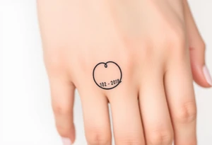 simple and elegant black wedding ring with the wedding date tattoo idea