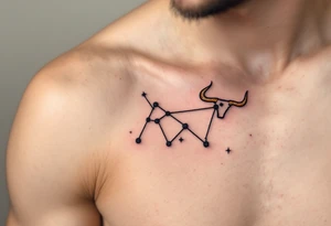 Like a bronze bull frozen in the cosmos, the Taurus constellation charges across the sky in muted copper and ochre. tattoo idea