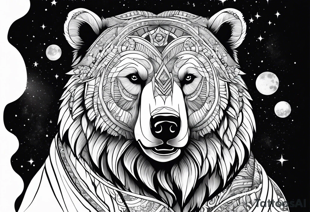 Cosmic bear tattoo idea