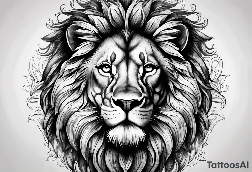 powerful majestic lion, close-up tattoo idea