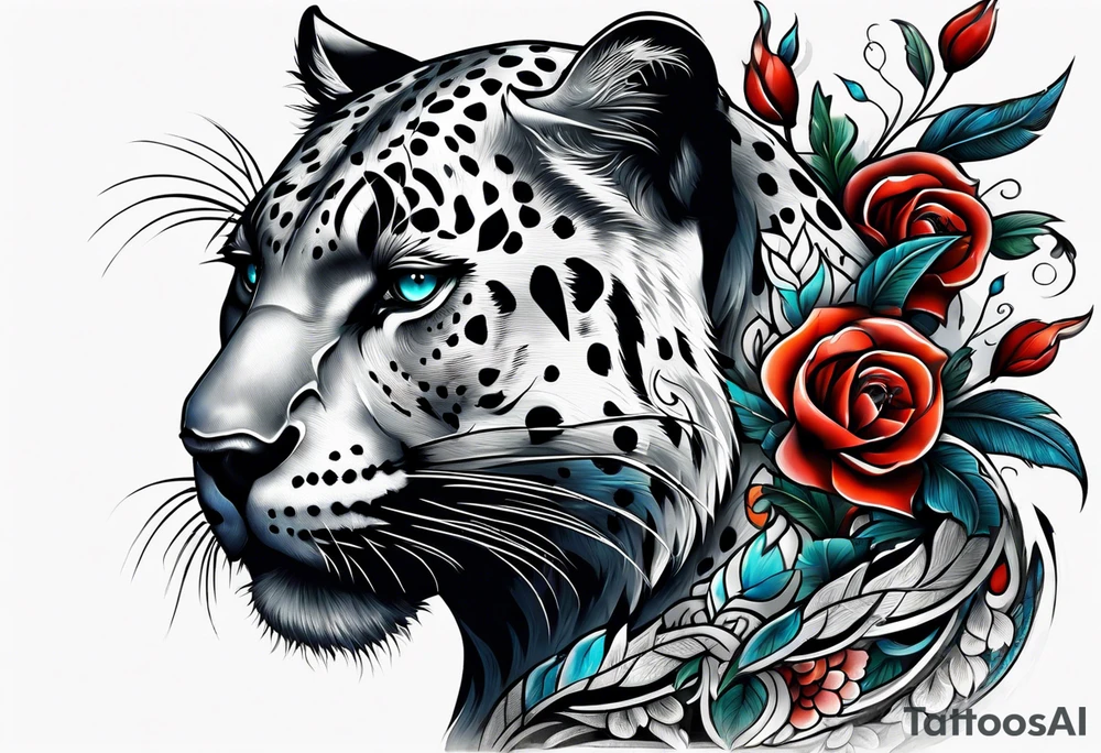 Panther with traditional tattoos tattoo idea