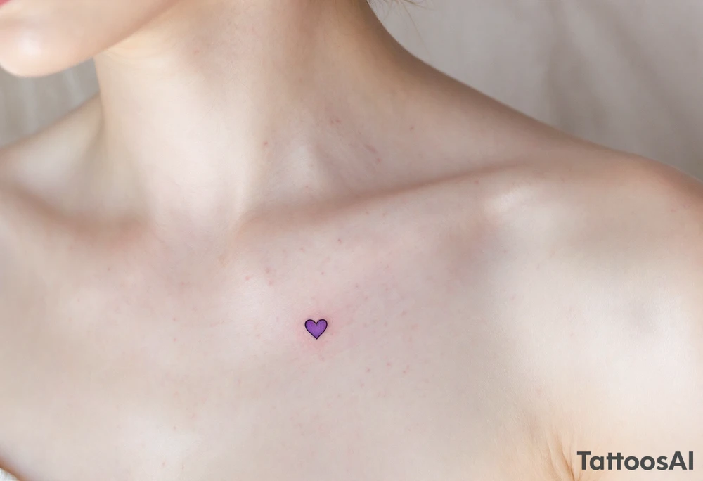 Matching tiny hearts shaded in lavender, placed delicately on collarbone of each partner. tattoo idea