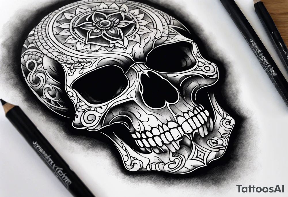 skull on arm tattoo idea