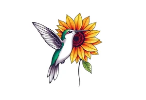 Hummingbird near a sunflower tattoo idea