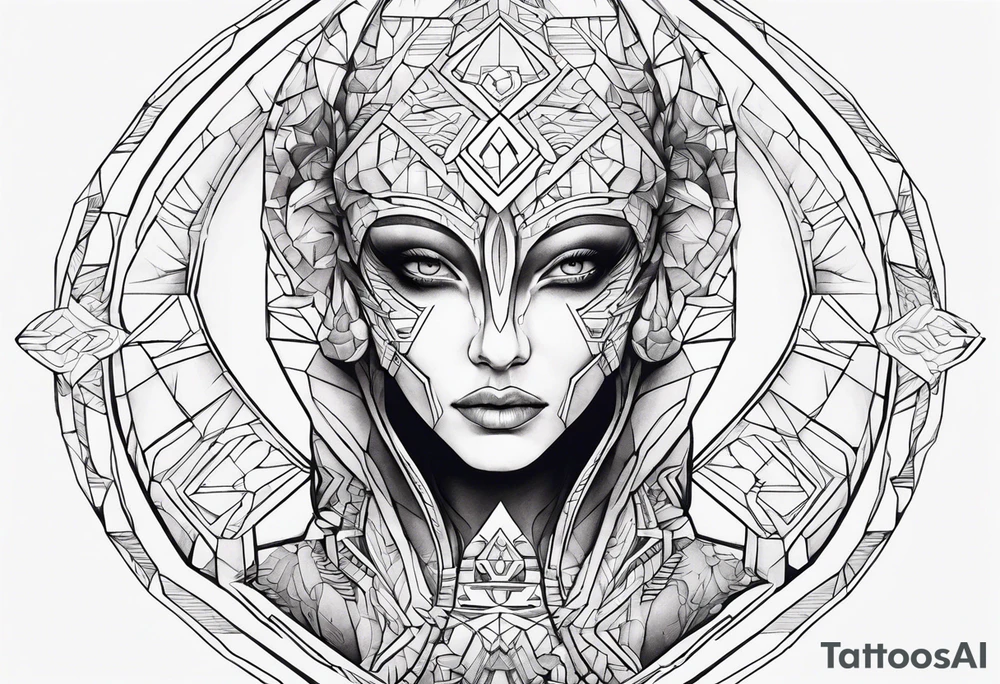 Geometric alien tattoo idea