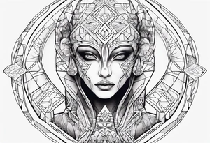 Geometric alien tattoo idea