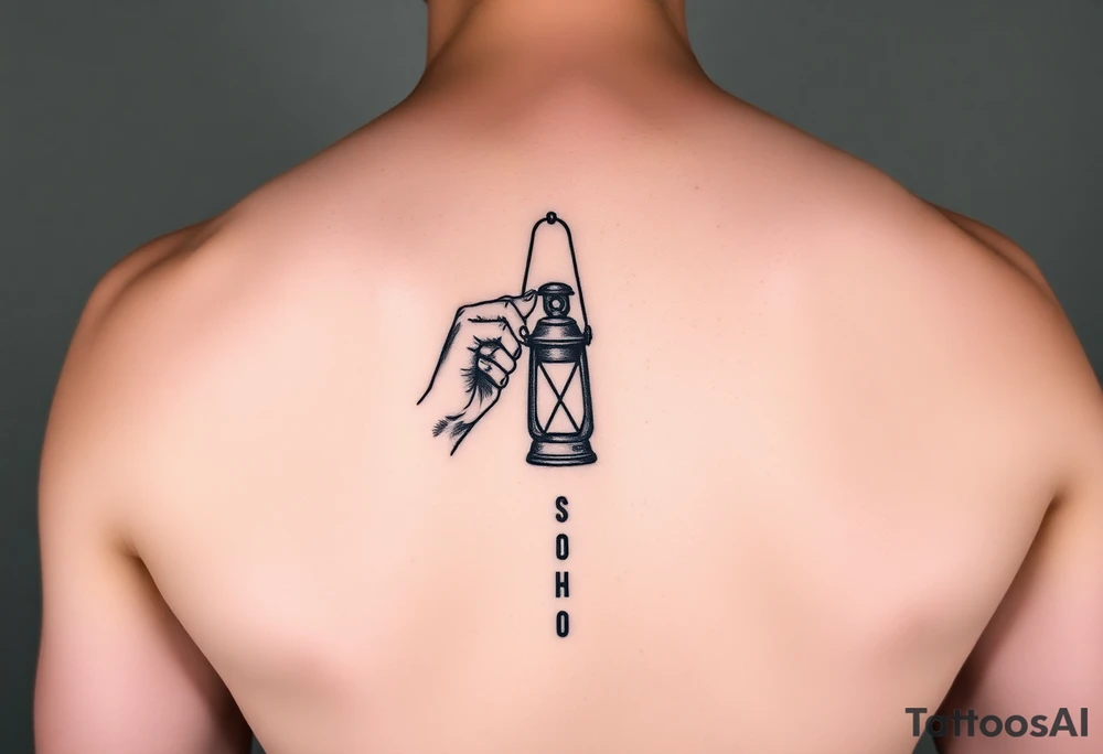 Someone holding a lantern to light up a road tattoo idea