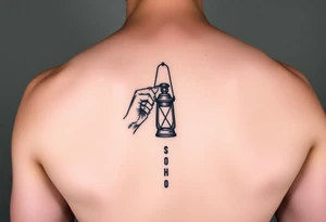 Someone holding a lantern to light up a road tattoo idea