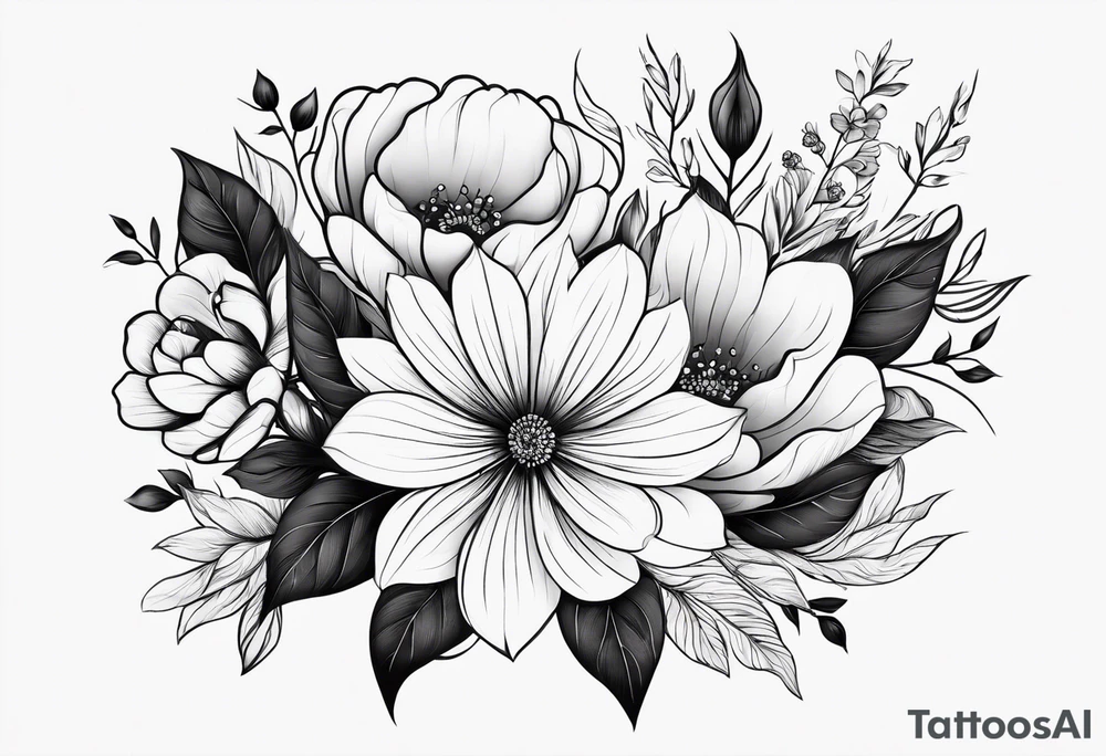 Minimalist flowers tattoo idea